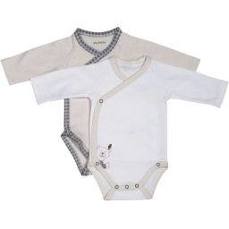 Lot de 2 bodies croisés manches longues Timouki (1 mois : 54 cm)