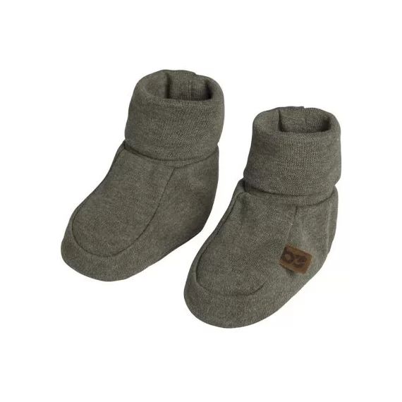 Chaussons bébé en coton bio Melange kaki (0-3 mois)