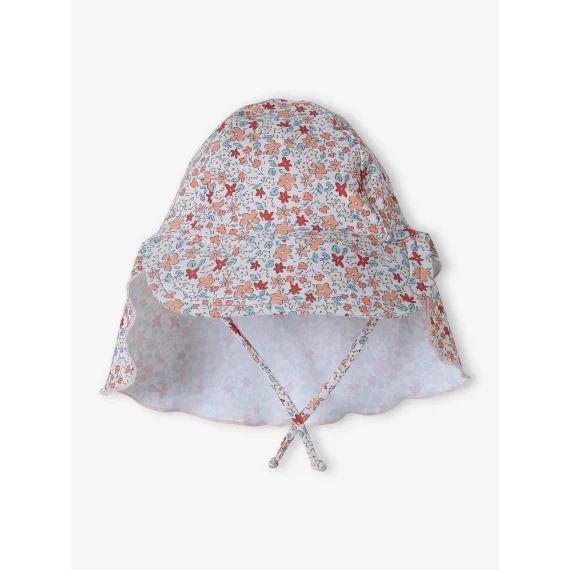 Casquette anti-UV bébé rose imprimé