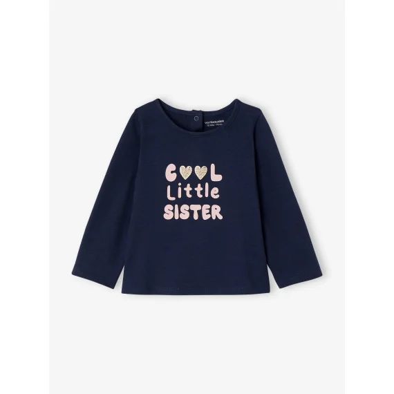 T-shirt cool little sister Basics bébé marine