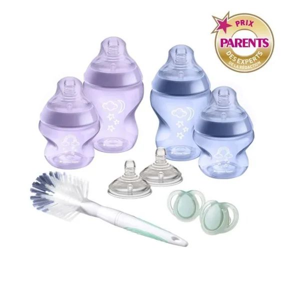 Tommee Tippee – Biberons Coffret Naissance Closer to Nature , Tétine Anti-Colique – Violet Bleu rose
