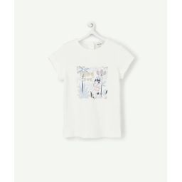 T-shirt bébé fille en coton biologique blanc avec imprimé –  – Soldes