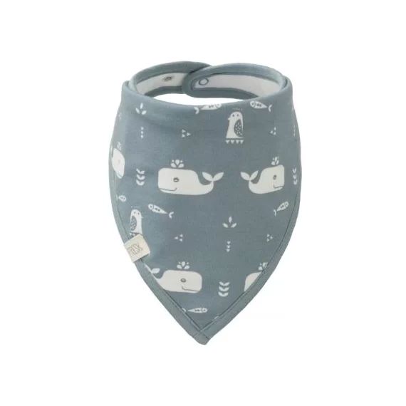 Bavoir bandana Baleine bleue en coton bio