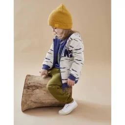 Veste sweat à capuche réversible beige