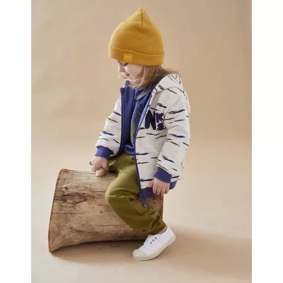 Veste sweat à capuche réversible beige