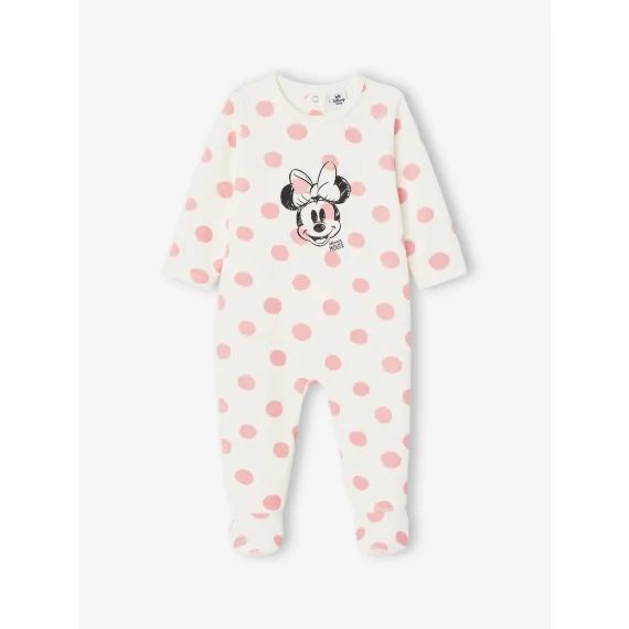 Dors-bien bébé fille Disney® Minnie en velours écru/pois roses