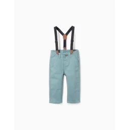 Pantalon En Sergé Avec Bretelles Amovibles Bleu Clair