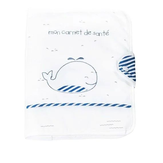 SAUTHON Protège carnet de santé Blue Baleine blanc