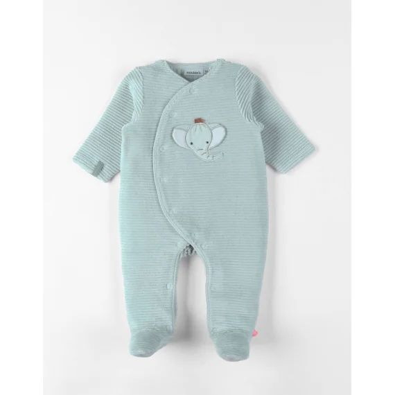 Pyjama Bébé Velours Côtelé Turquoise
