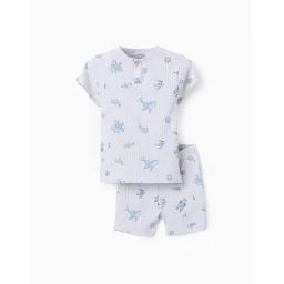 Pyjama Côtelé En Coton Gris Clair