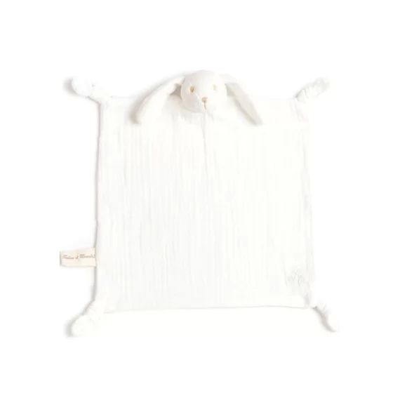 Doudou plat en coton bio lapin  (30 x 30 cm)