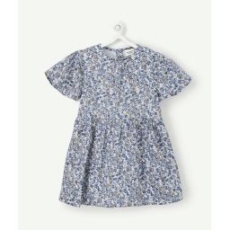 La robe bleue avec imprimé fleuri –  – Soldes