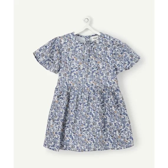 La robe bleue avec imprimé fleuri –  – Soldes
