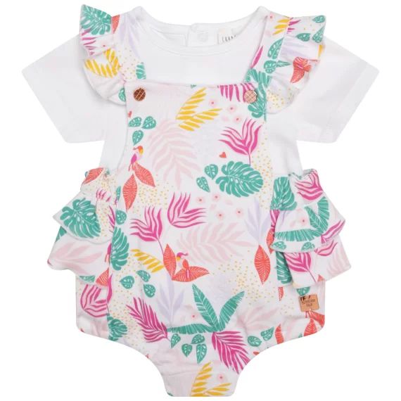 Ensemble salopette et T-shirt Fille Blanc