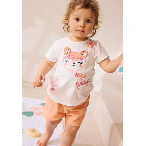 Ensemble Bébé T-shirt Et Short En Éponge Bahamas Corail
