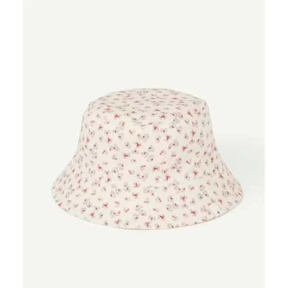 Bob réversible bébé fille en coton rose poudrée et imprimé –  – Soldes