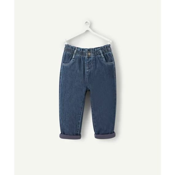 Pantalon relax bébé fille en denim low impact