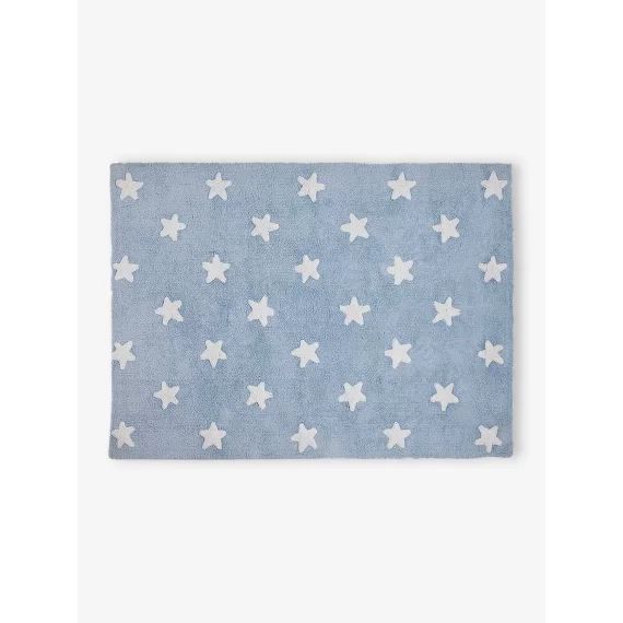 Tapis coton lavable rectangulaire avec étoiles LORENA CANALS bleu