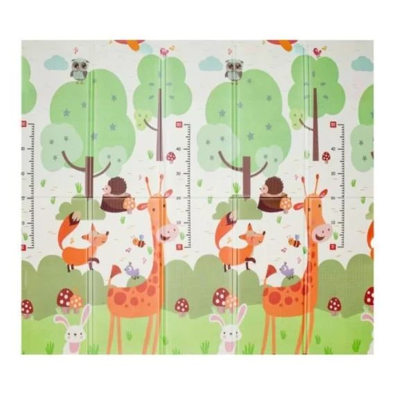 Tapis d&rsquo;Eveil Pliable Réversible Bébé Forêt & Circuit par Kidolo 180 x 200 cm blanc
