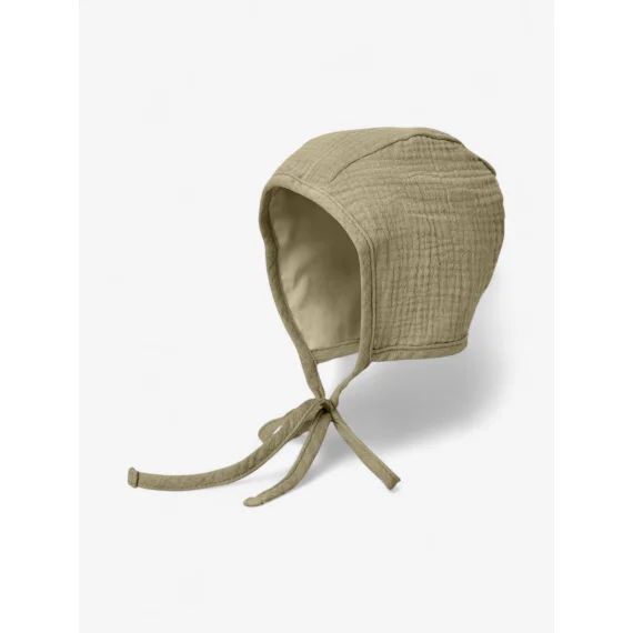 Bonnet Bébé En Mousseline De Coton Vert