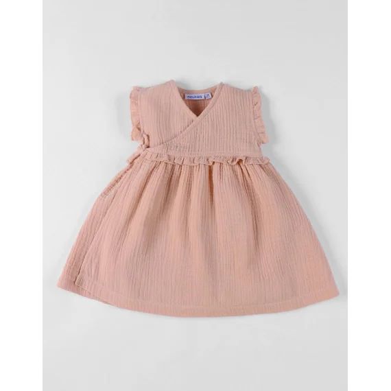 Robe Portefeuille En Mousseline De Coton Rose