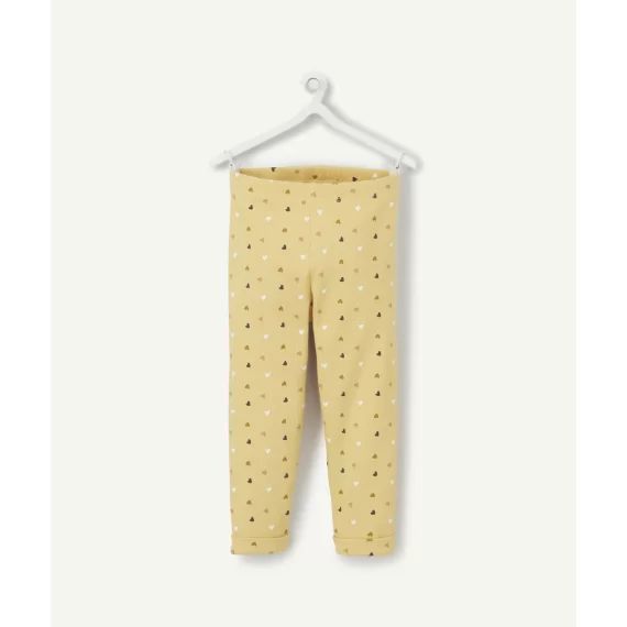 Legging côtelé fille en coton bio jaune imprimé coeurs –  – Soldes