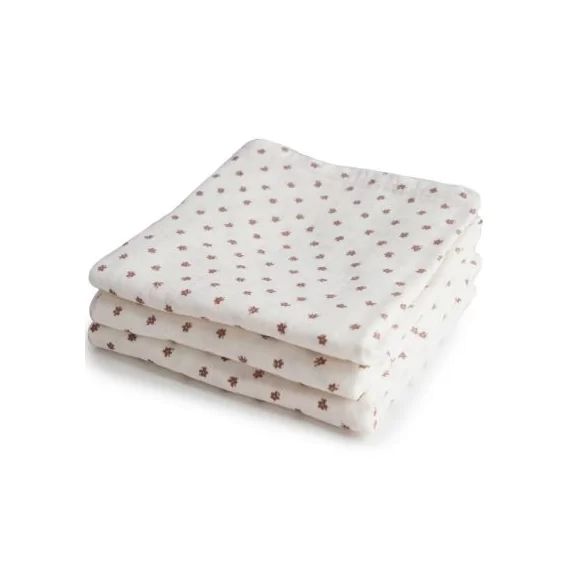 Lot de 3 langes en coton bio Bloom (60 x 60 cm)