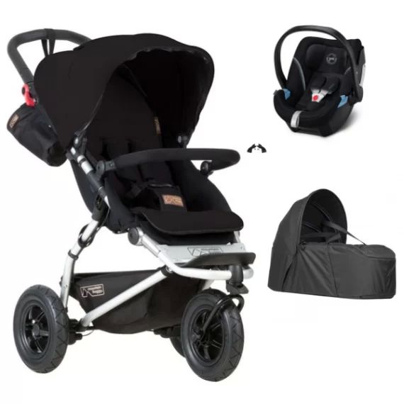 Poussette Mountain Buggy Swift – Black + Cocoon V2 + Coque Auto Cybex Aton 5 – Deep Black