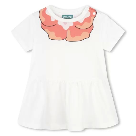 Robe manches courtes en coton Fille Blanc