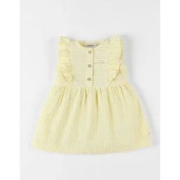 Robe En Crête De Coton Rayée Jaune/écru Jaune