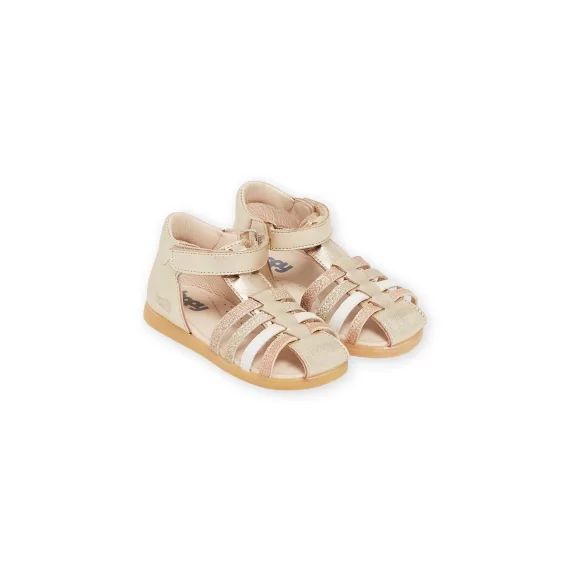 Sandales Dorées En Cuir