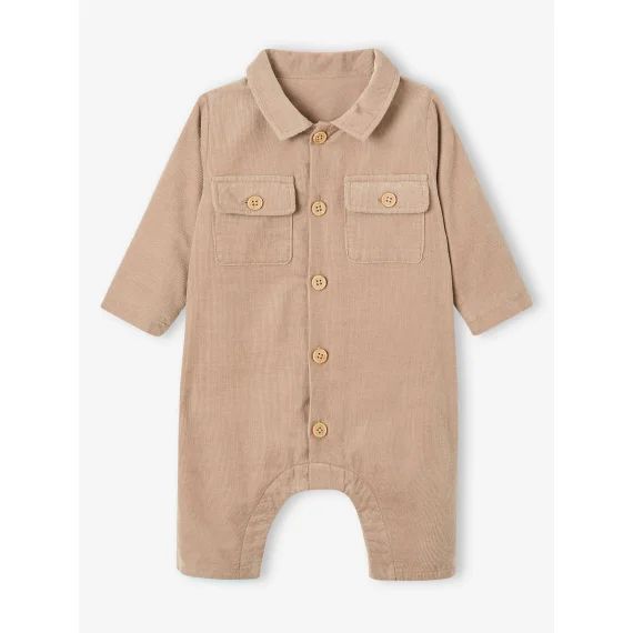 Combinaison en velours côtelé bébé beige