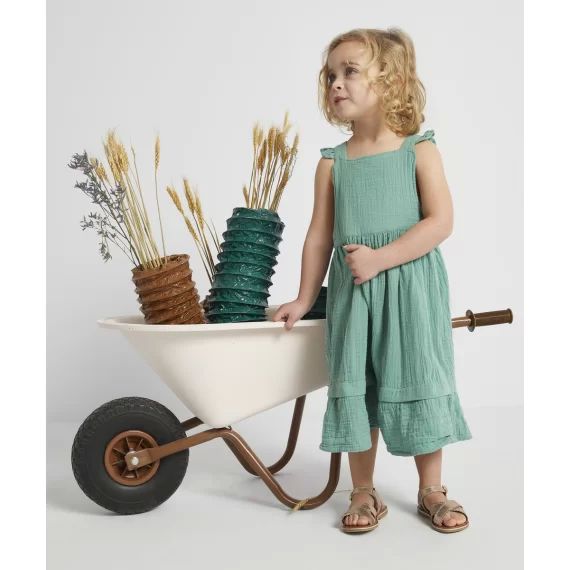 Robe évolutive verte en gaze de coton –  – Soldes