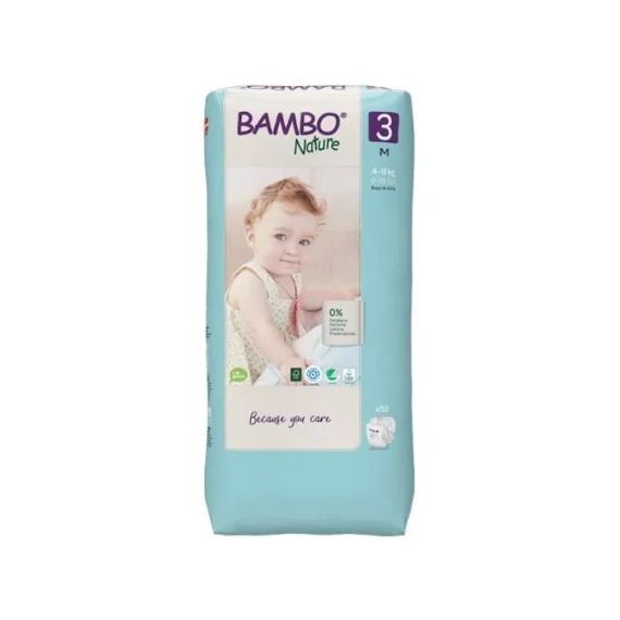 Couches écologiques Bambo Nature Taille 3 4-8kg – Pack de 52 unités blanc