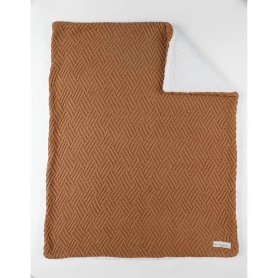 Couverture 75x100cm Coton Bio/sherpa – Marron Marron
