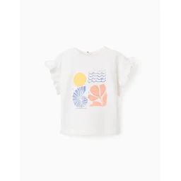 T-shirt En Coton Avec Volants Blanc