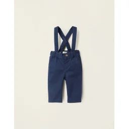 Pantalon En Sergé Avec Bretelles Amovibles Bleu