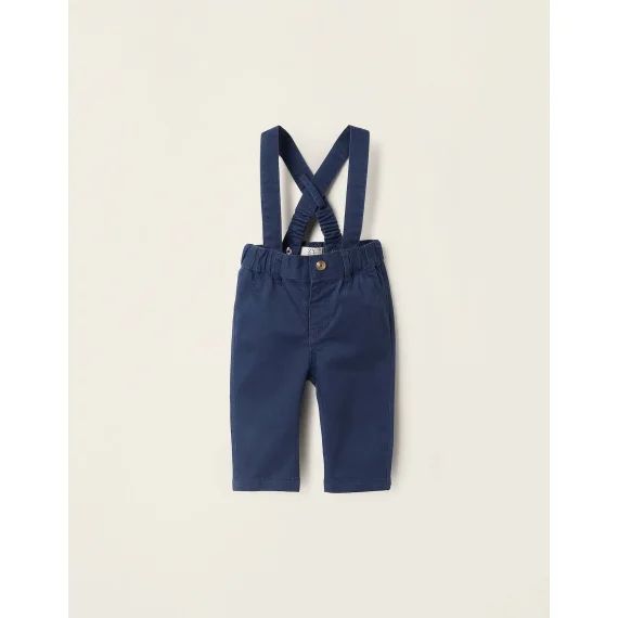 Pantalon En Sergé Avec Bretelles Amovibles Bleu
