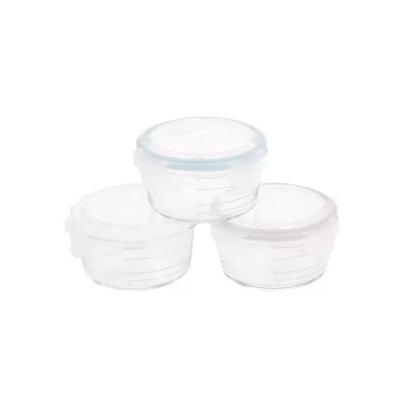 Lot de 3 pots de conservation en verre gris et bleu (360 ml)