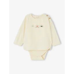 T-shirt body naissance manches longues en coton biologique écru