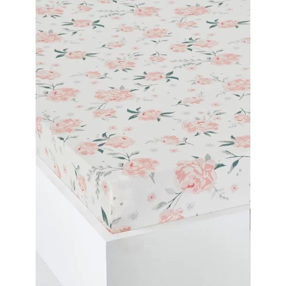 Drap-housse enfant EAU DE ROSE écru / rose