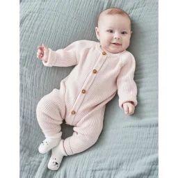 Combinaison en tricot rose